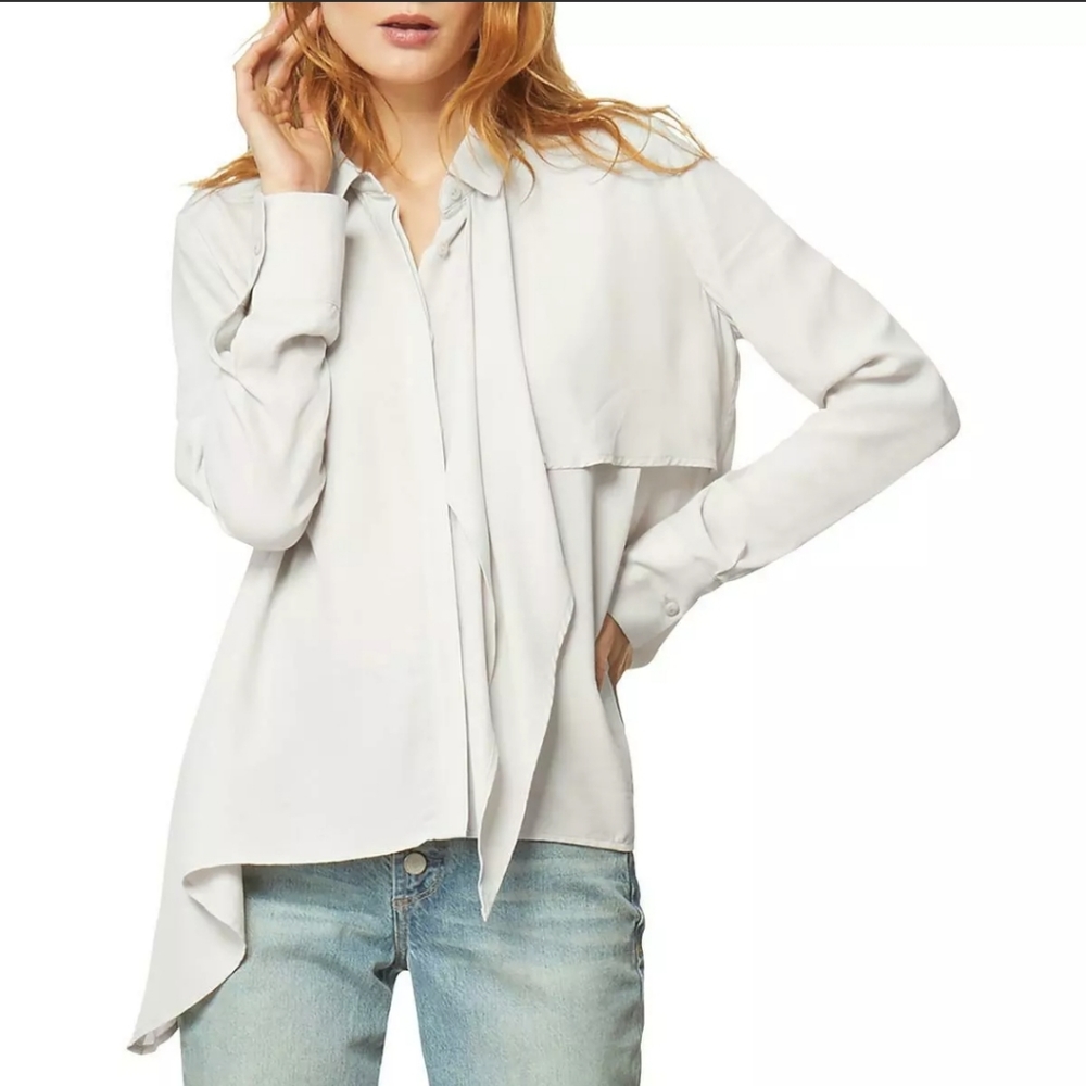 Habitual Womens Ferra Asymmetric Tie Neck Top Blouse Shirt XL